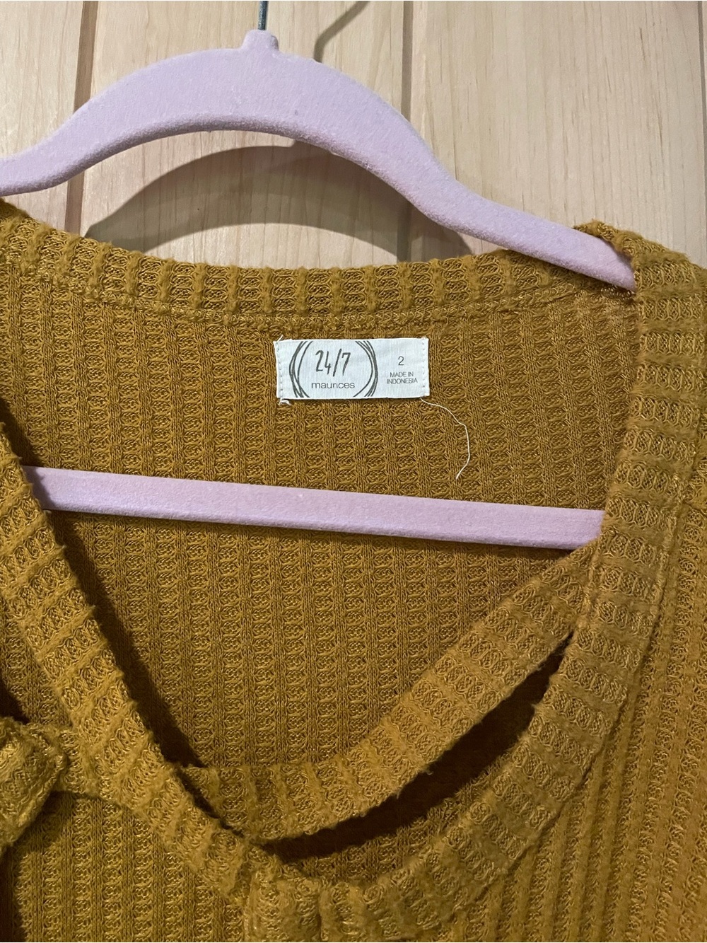 Maurices Golden Mustard Waffle-Knit V-Neck top